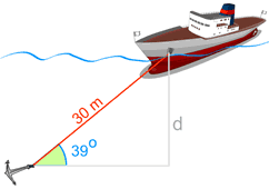 三角例子额 30m 在 39度