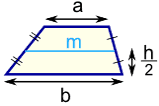 梯形中线 a 和 b 的中间