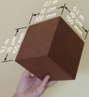 1升立方是每边 0.1m（或 10cm 或 100mm）